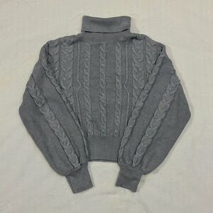 Guess Grey Cable Knit Turtleneck Sweater